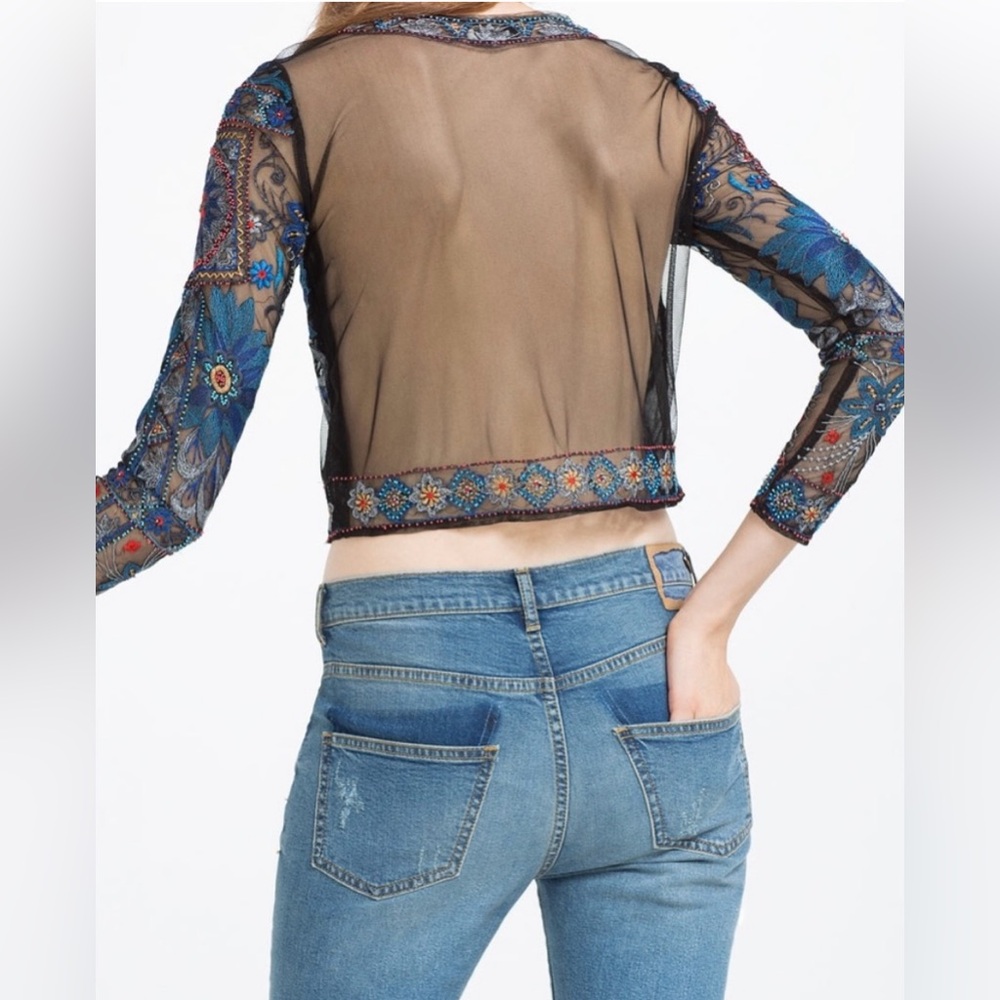 Zara, Colorful Beaded Patterned Top, S - Picture 2 of 4
